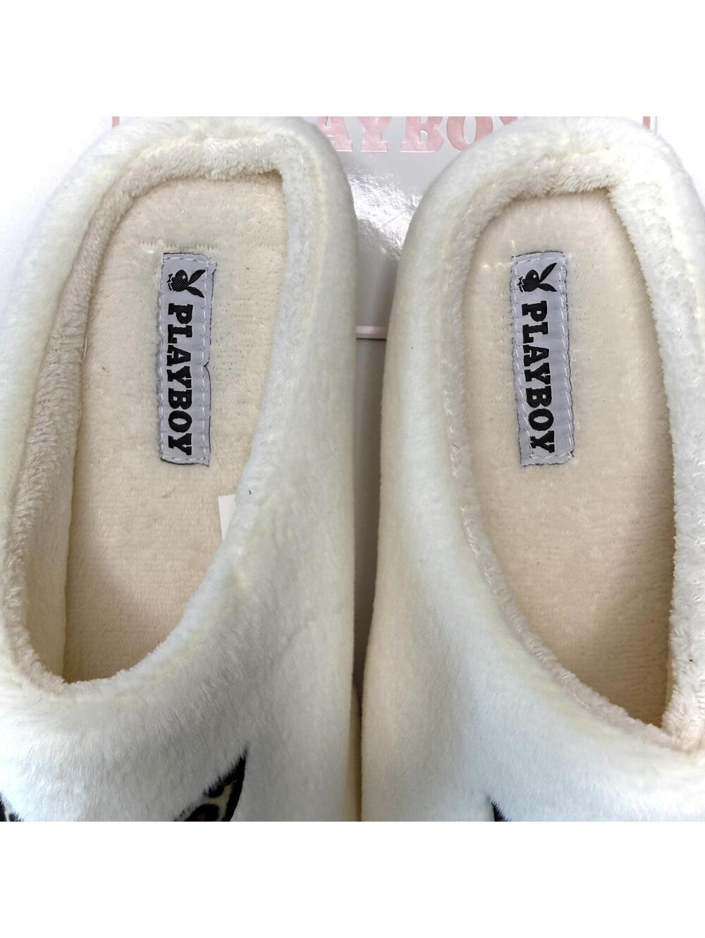 Playboy Slippers XL Memory Foam Indoor/Outdoor Leopard Print Logo House Shoes - Picture 3 of 5